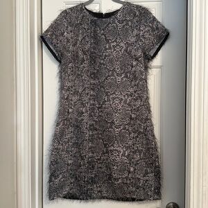 Banana republic size 10 black grey snake skin eyelash texture sheath dress